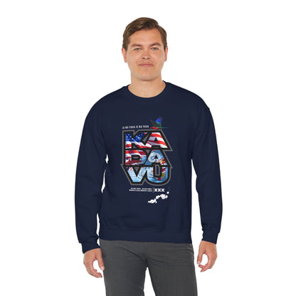 Kadavū Graphic Crewneck Sweatshirt — Kadavu Island & American Flag Travel Vibe