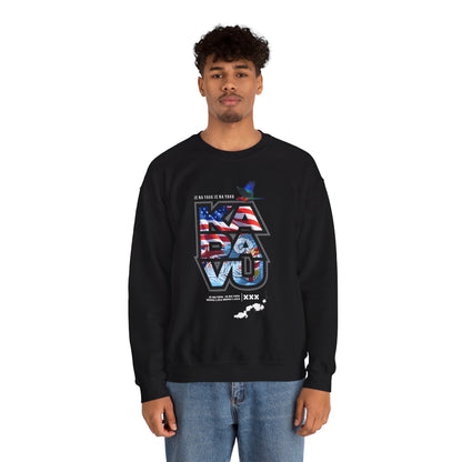 Kadavū Graphic Crewneck Sweatshirt — Kadavu Island & American Flag Travel Vibe