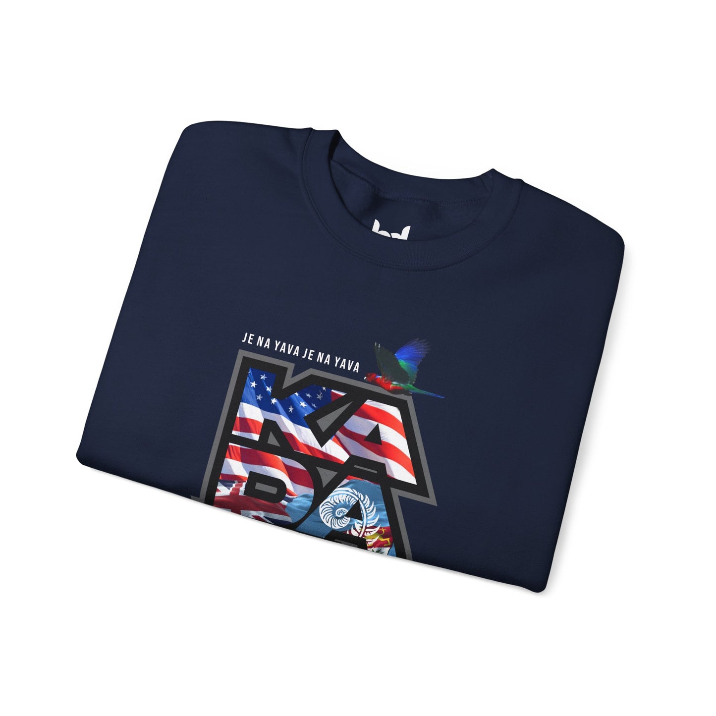 Kadavū Graphic Crewneck Sweatshirt — Kadavu Island & American Flag Travel Vibe