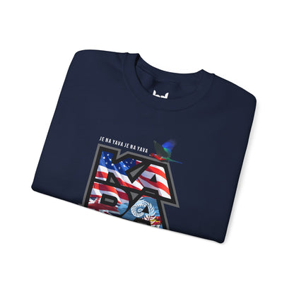 Kadavū Graphic Crewneck Sweatshirt — Kadavu Island & American Flag Travel Vibe