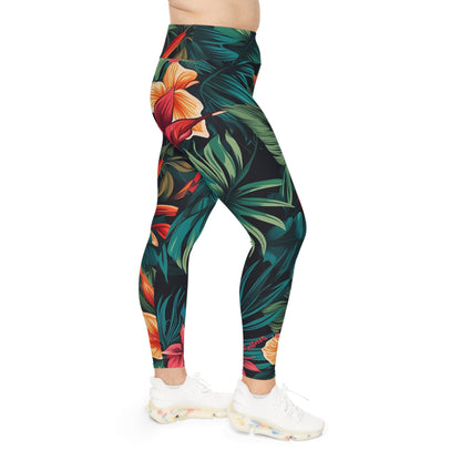 Tropical Floral Plus Size Leggings - Comfortable & Stylish Activewear