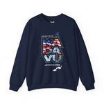 Kadavū Graphic Crewneck Sweatshirt — Kadavu Island & American Flag Travel Vibe