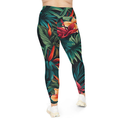 Tropical Floral Plus Size Leggings - Comfortable & Stylish Activewear