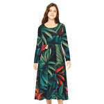 Tropical Floral Long Sleeve Dance Dress for Women - Perfect for Parties and Holidays