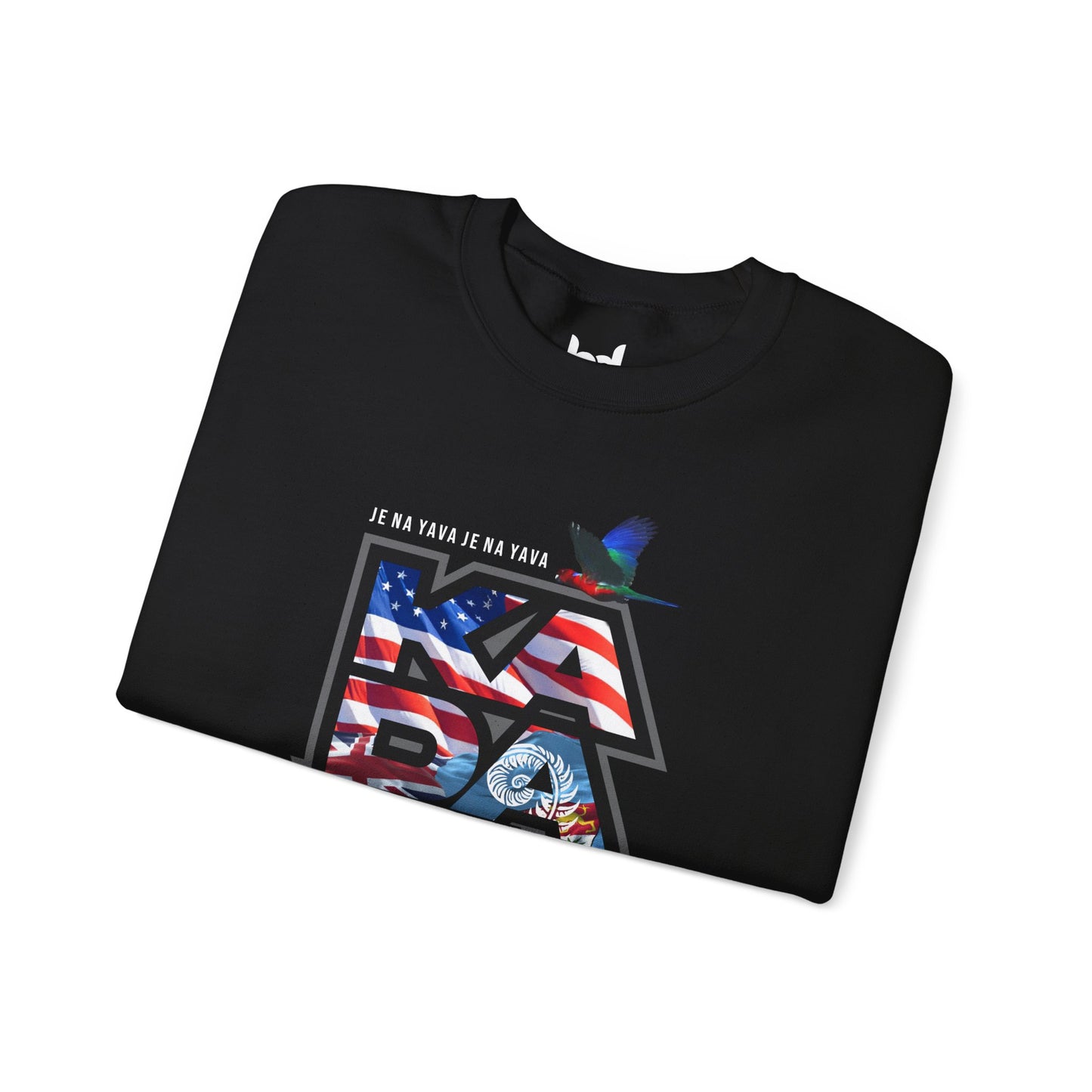Kadavū Graphic Crewneck Sweatshirt — Kadavu Island & American Flag Travel Vibe